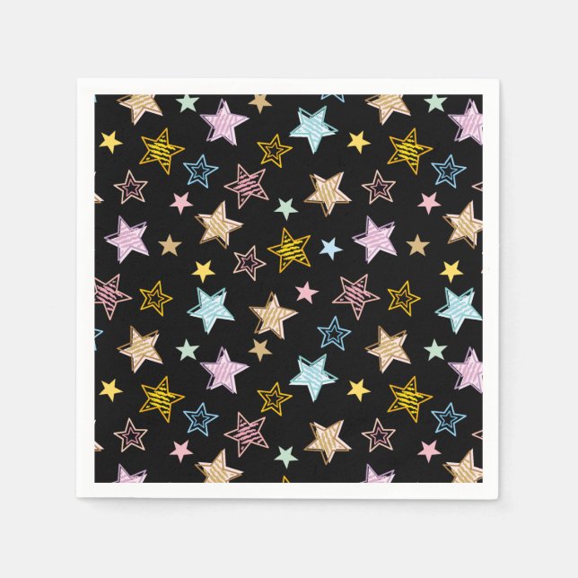 Guardanapo De Papel Cute Colorful Pastel Stars Pattern (Frente)