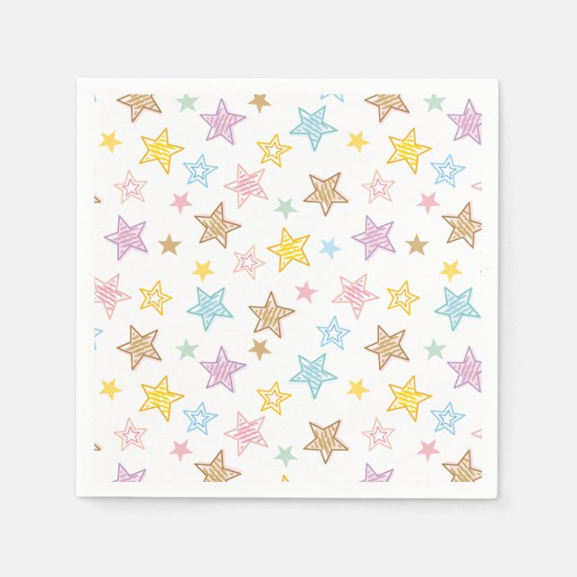 Guardanapo De Papel Cute Colorful Pastel Stars Pattern (Frente)