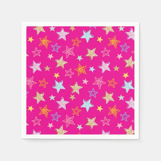 Guardanapo De Papel Cute Colorful Pastel Stars Pattern (Frente)