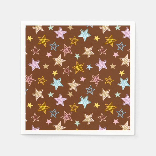 Guardanapo De Papel Cute Colorful Pastel Stars Pattern (Frente)