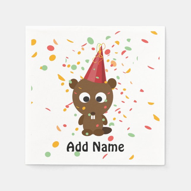 Guardanapo De Papel Cute Confetti Party Beaver (Frente)