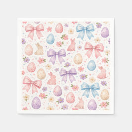 Guardanapo De Papel Cute Coquette Bunny & Pink Bows Easter Napkins