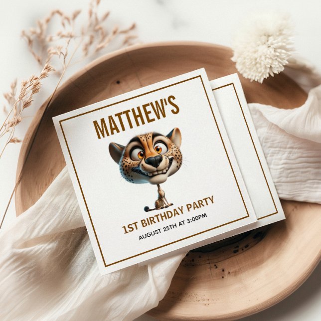 Guardanapo De Papel Cute Crazy Cheetah Farm Theme 1st Birthday (Cute Crazy Cheetah Farm Theme 1st Birthday Napkins
)