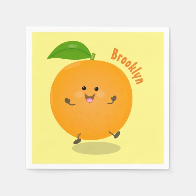 Guardanapo De Papel Cute dancing orange citrus fruit (Frente)