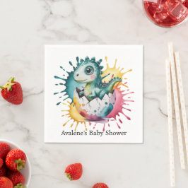 Guardanapo De Papel Cute Dinosaur with Watercolor Splash Baby Shower