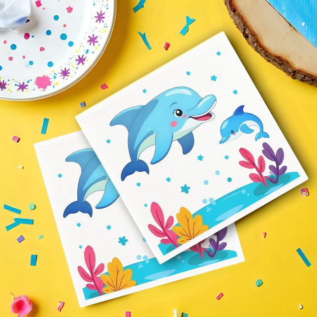 Guardanapo De Papel Cute Dolphin Sea Animals Birthday Party (Criador carregado)