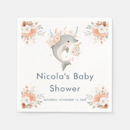 Guardanapo De Papel Cute Floral Dolphin  Baby Shower