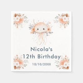 Guardanapo De Papel Cute Floral Jellyfish Birthday Party