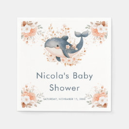 Guardanapo De Papel Cute Floral Whale Baby Shower
