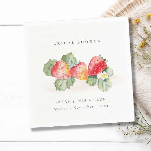 Guardanapo De Papel Cute Folhagem de Morango Vermelho Noivado (Criador carregado)