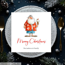 Guardanapo De Papel Cute Funny Santa Claus Watercolor Dinner Napkins