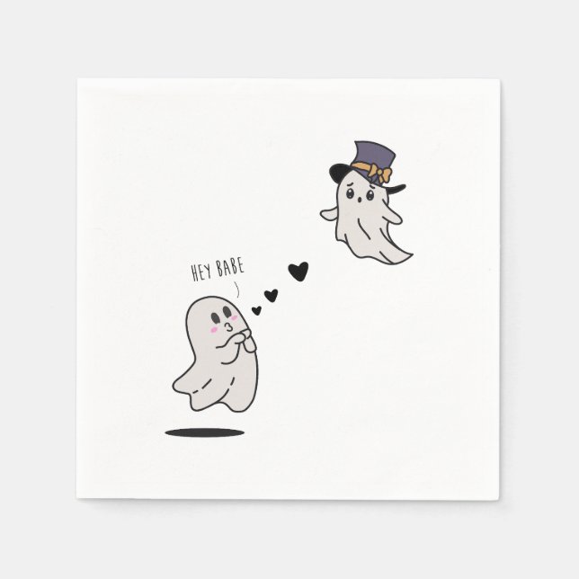 Guardanapo De Papel Cute ghosts couple talking (Frente)