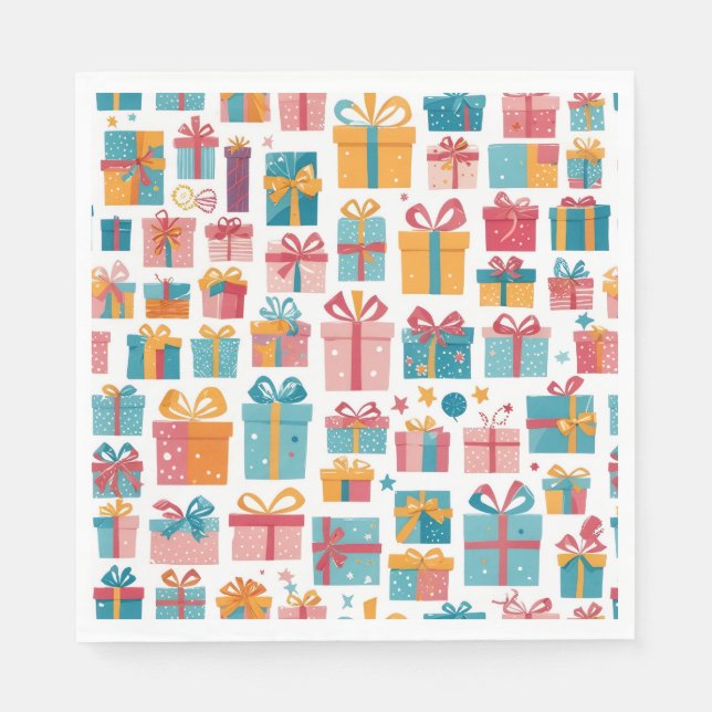 Guardanapo De Papel Cute Gifts in Bags and Boxes with Ribbons Pattern (Frente)