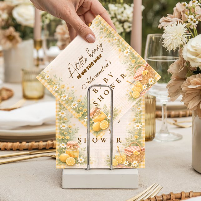 Guardanapo De Papel Cute Gingham Honey Bee Baby Shower (Criador carregado)