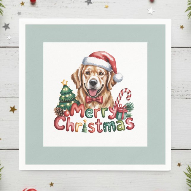 Guardanapo De Papel Cute Golden Retriever Dog Christmas (Criador carregado)