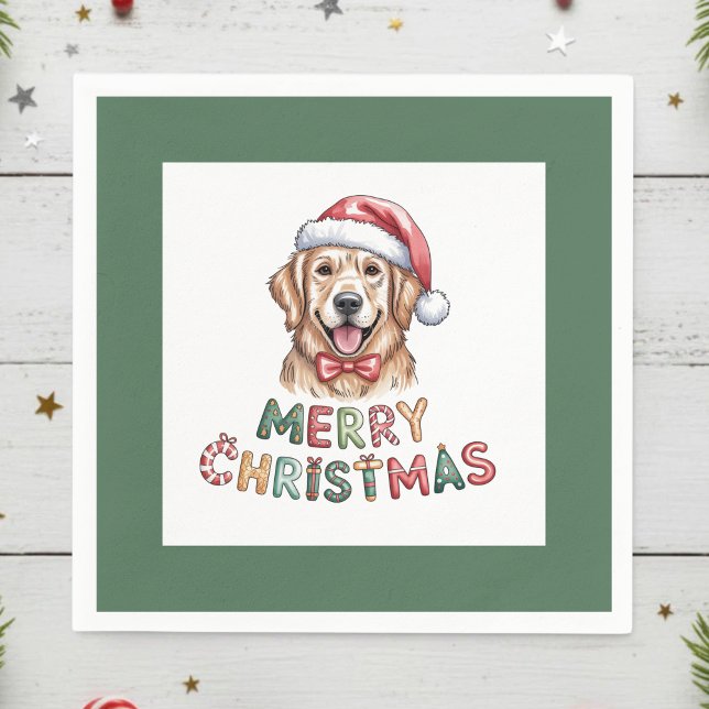 Guardanapo De Papel Cute Golden Retriever Dog Christmas (Criador carregado)