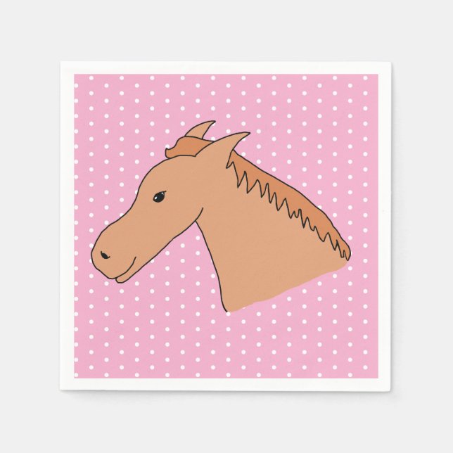 Guardanapo De Papel Cute Horse on Polkadot Background Paper Napkin (Frente)