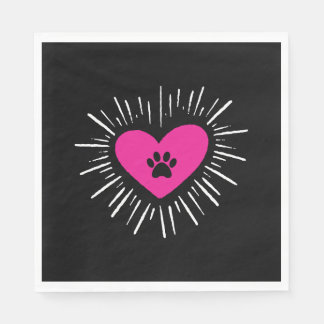 Guardanapo De Papel Cute I Love My Dog Puppy Cat Paw Heart