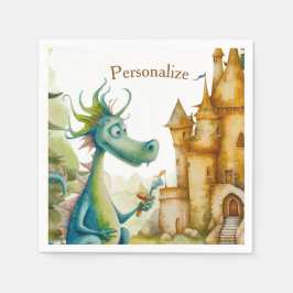 Guardanapo De Papel Cute Knight Dragon Castle Kids