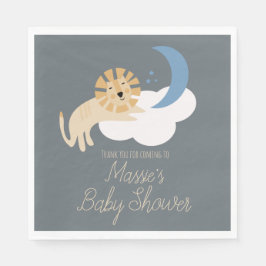 Guardanapo De Papel Cute Leão Lua Nuvem Baby Shower Obrigado  