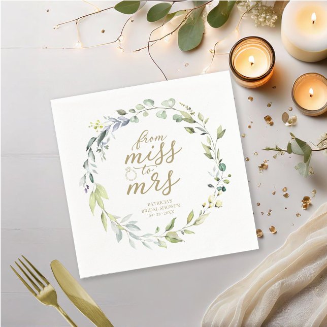 Guardanapo De Papel Cute Miss para Mrs Greenery Eucalyptus Chuveiro de (Criador carregado)