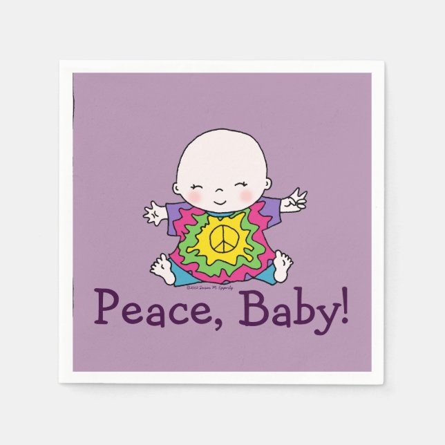 Guardanapo De Papel Cute Peace Baby Hippie / Hippy Tie Dye (Frente)