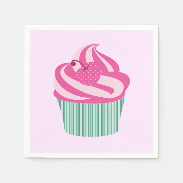 Guardanapo De Papel Cute Pink Cupcake Pastel Pink (Frente)