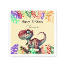 Cute Pink Dinosaur Childs Birthday