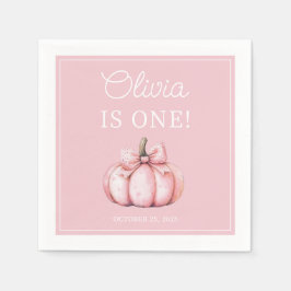 Guardanapo De Papel Cute Pink Pumpkin Baby Girl 1st Birthday