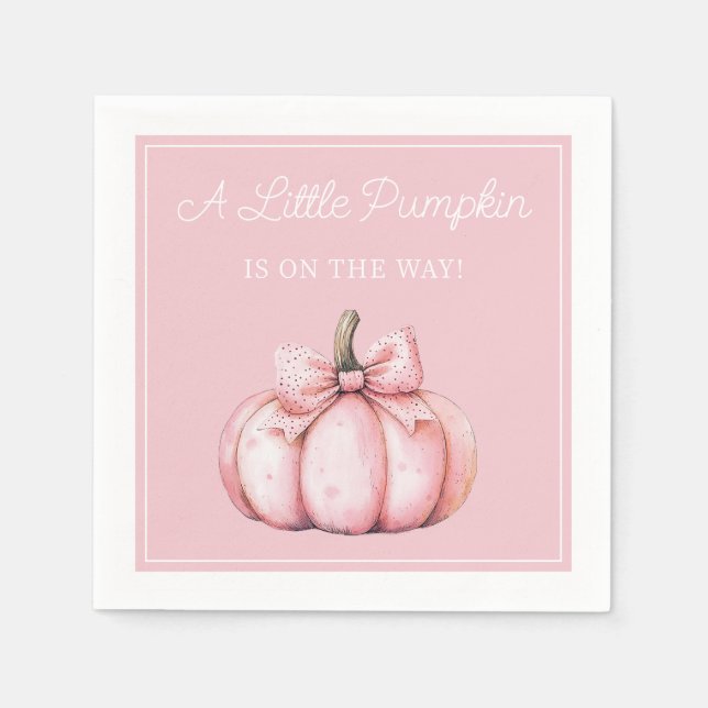 Guardanapo De Papel Cute Pink Pumpkin Girl Baby Shower (Frente)