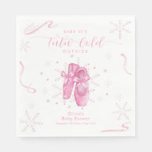 Cute Pink Snowflake Ballerina Girl Baby Shower 
