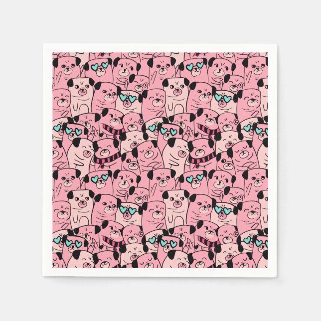 Guardanapo De Papel Cute Pugs Napkins (Frente)