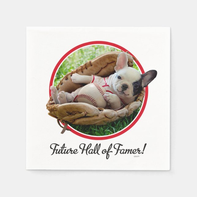 Guardanapo De Papel Cute Puppy em um beisebol Mitt (Frente)