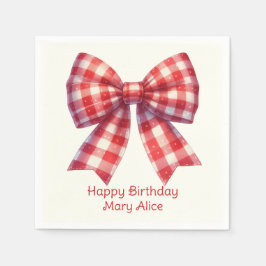 Guardanapo De Papel Cute Red and Cream Gingham Bow