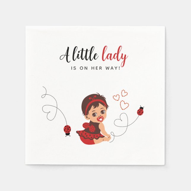 Guardanapo De Papel Cute Red Black Ladybug Girl Baby Shower  (Frente)