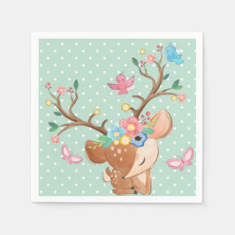 Guardanapo De Papel Cute Reindeer Birthday