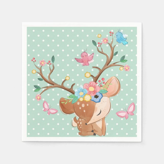 Guardanapo De Papel Cute Reindeer Birthday (Frente)
