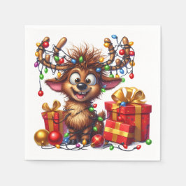 Guardanapo De Papel Cute Reindeer Cocktail Napkin