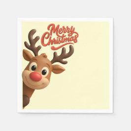 Guardanapo De Papel Cute Reindeer Merry Christmas Paper Napkin