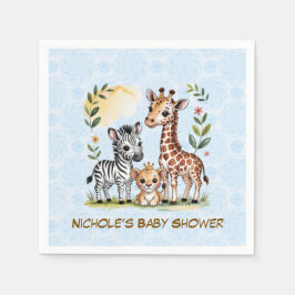 Guardanapo De Papel Cute Safari Animal Trio Boy Baby Shower