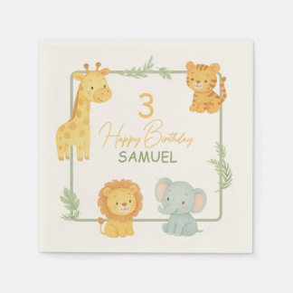 Guardanapo De Papel Cute Safari Animals Jungle Kids Birthday Party