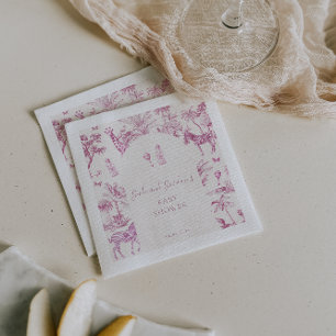 Guardanapo De Papel Cute Safari Toile de Jouy   Chá de fraldas rosa