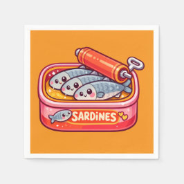 Guardanapo De Papel Cute Sardines Fish Cartoon