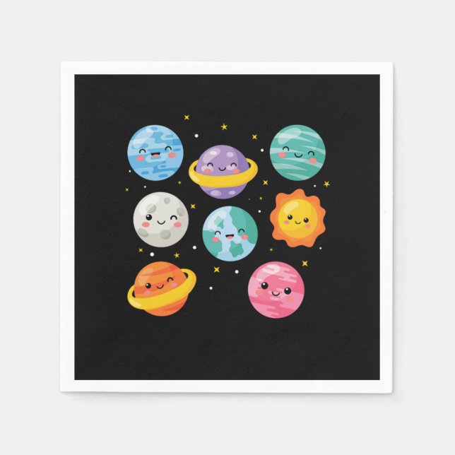 Guardanapo De Papel Cute Seven Planets Sun Solar System Galaxy Outer S (Frente)