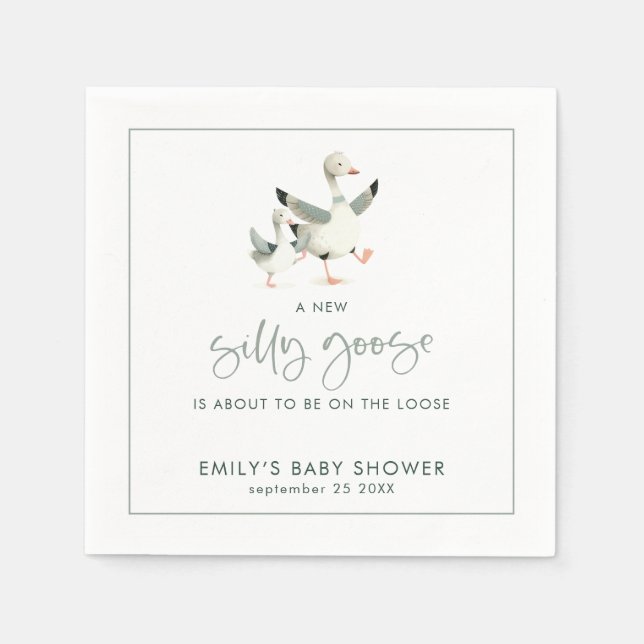 Guardanapo De Papel Cute Silly Goose About to Be on Loose Baby Shower (Frente)