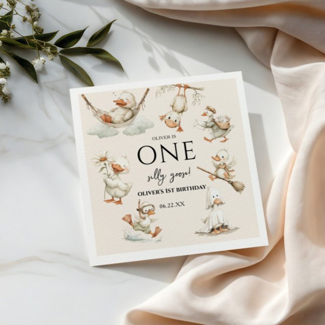 Guardanapo De Papel cute Silly Goose ,One Silly Goose 1st Party (Criador carregado)