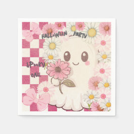 Guardanapo De Papel Cute Spooky Rosa Daisy Halloween Convite