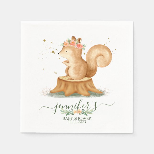 Guardanapo De Papel Cute Squirrel wildlife baby newborn (Frente)