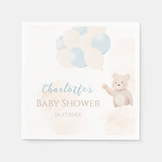Guardanapo De Papel Cute Teddy Bear with Balloons Boy Baby Shower