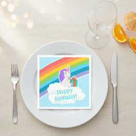 Guardanapo De Papel Cute Unicorn Rainbow Happy Birthday Party Napkin
